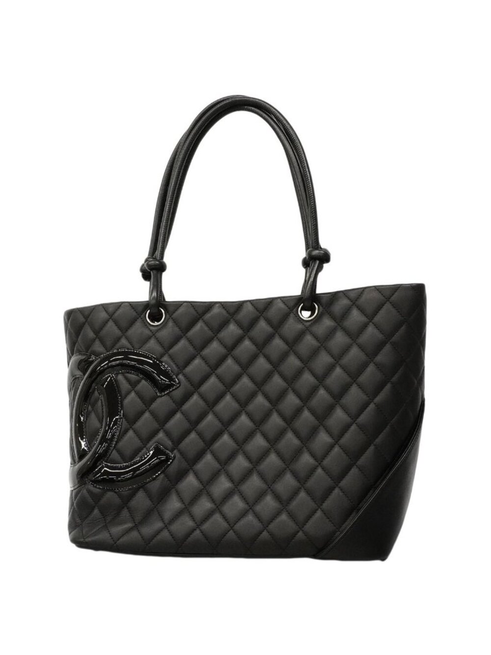 Chanel Tote Cambon Lambskin Black Silver